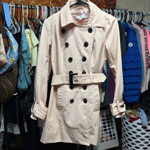 New York & Company Light Pink Belted Trench Coat
